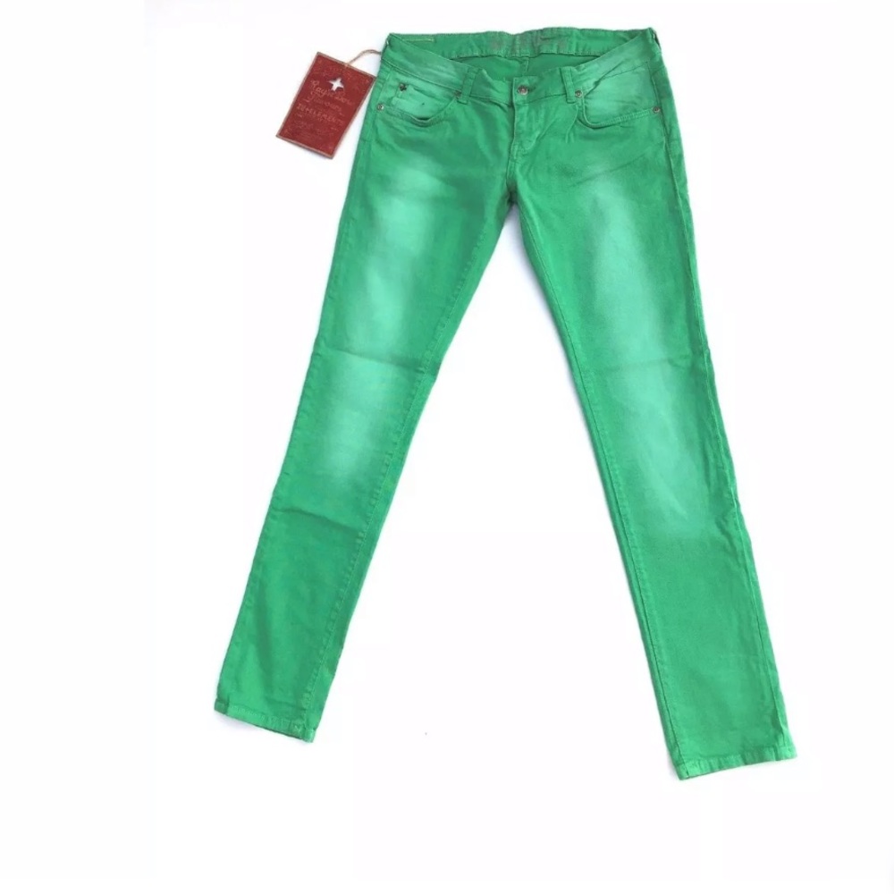NWT ZU+ELEMENTS Ashlee  Denim Green Jeans Sz 28